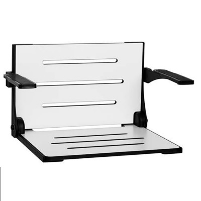 19⅜" x 16" High Back Decorator Shower Seat with padded arms, White seat and black frame