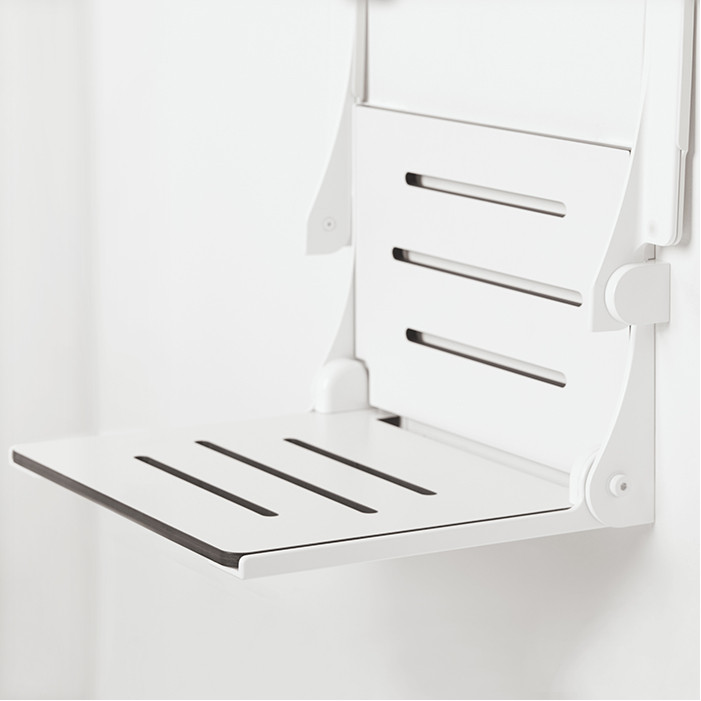 arms folded up on decorator slim frame shower seat