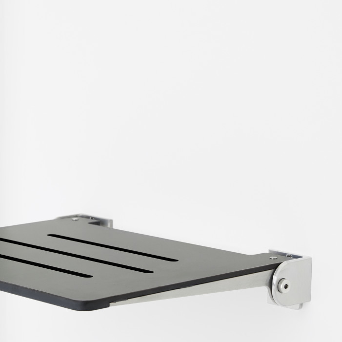19 x 15 inch Slim Shower Seat, Gray seat with Silver Frame detail