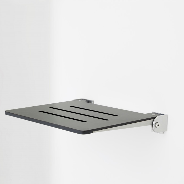 Slim Shower Seat, Gray seat with Silver Frame angle 19 inch wide