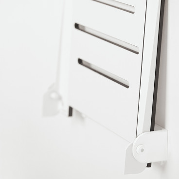 white slimline shower bench folded up