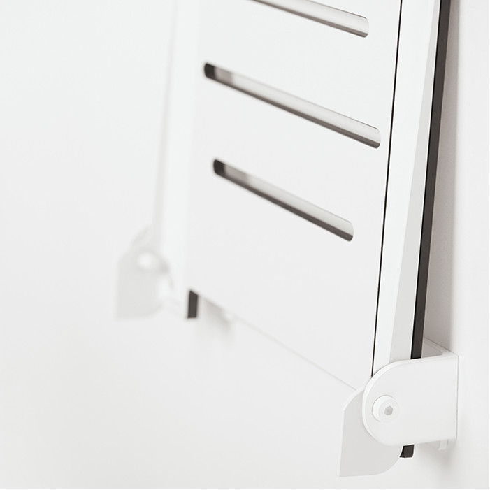 white slimline shower bench folded up