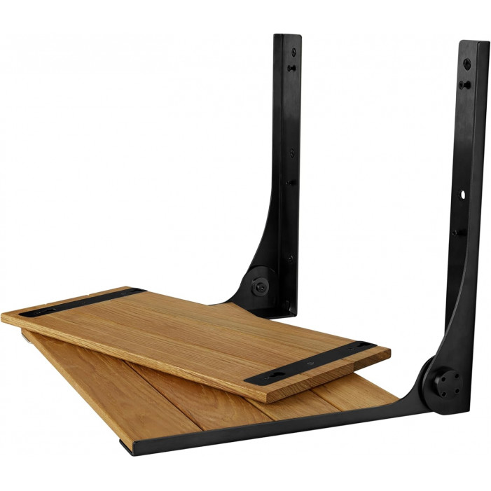 teak wood seat with black frame removable backrest