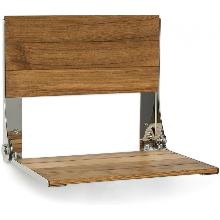 teak wood seat with polished frame angle