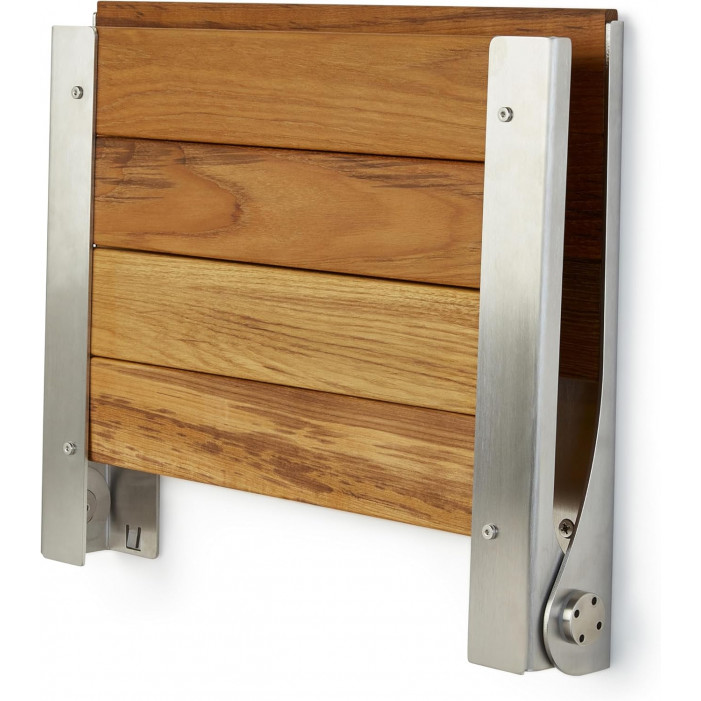 teak wood seat with satin frame folded up