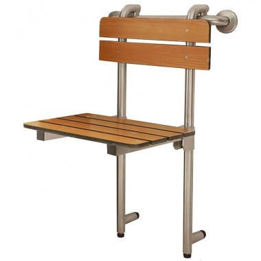 removable profile shower seat with phenolic teak seat and backrest