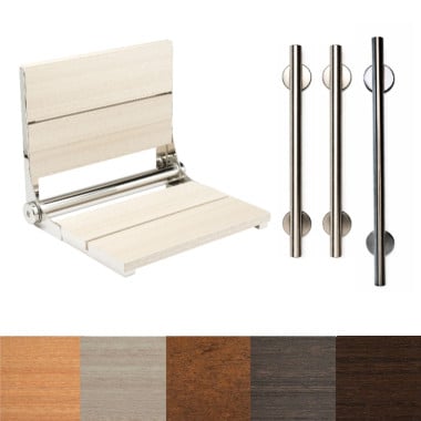 Designer Residential Safety Package with Polished Linear Grab bars and Seat frame