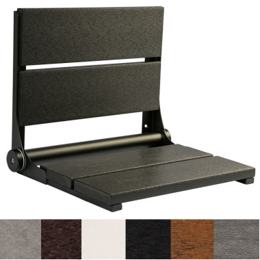fold up shower seat, black frame, 18 inches wide, choose slat color fold up shower seat, black frame, 18 inches wide, choose slat color
