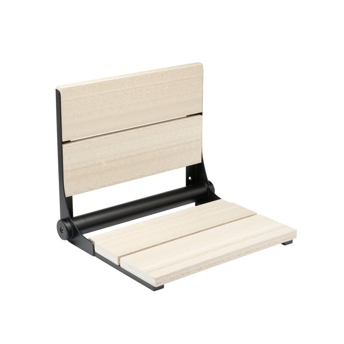 Seashell HDPE shower seat with matte black frame