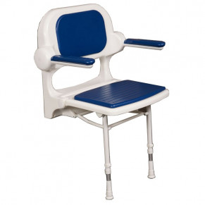 Blue 23 inch wide Shower Chair with Back & Arms