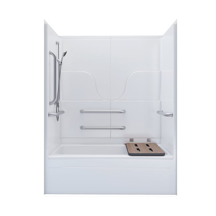 ADA bathtub with seat and grab bars