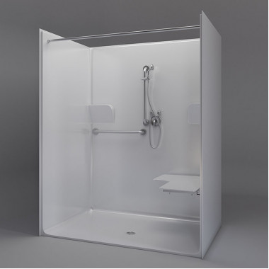 Freedom ADA Roll In Shower, Right Seat, 1 Piece, 62 x 39.5 inches