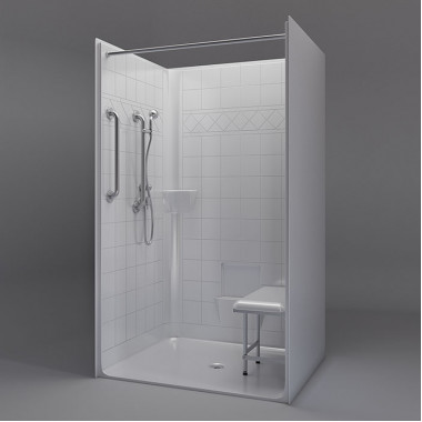 Freedom Accessible Shower, Center Drain, 1 Piece, 48 x 37 inches Freedom Accessible Shower, Center Drain, 1 Piece, 48 x 37 inches