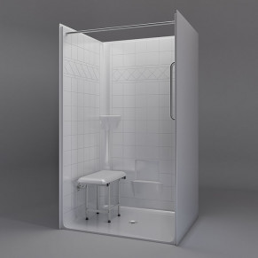 48 inch x 37 inch Accessible shower right valve wall