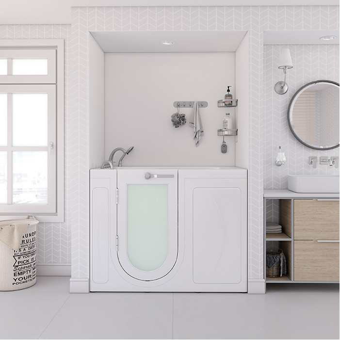  White walk in tub 30 x 52 with Hydro Jets, U shaped door, Left drain.