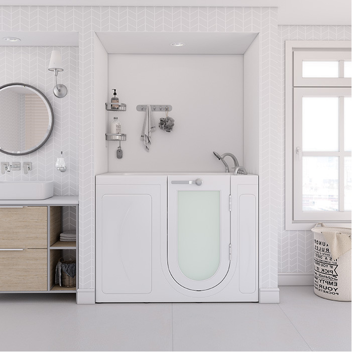  White walk in tub 30 x 52 with Hydro Jets, U shaped door, Right drain,