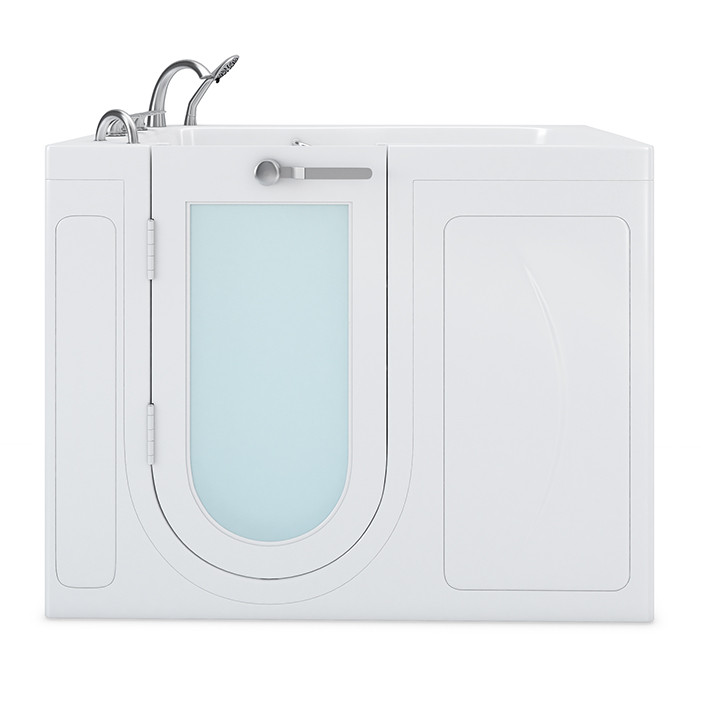  White walk in bathtub with shower 32 x 52 with Hydro Jets, U shaped door, Left drain.