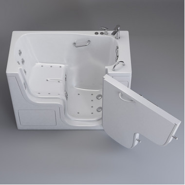 Walk in bathtubs for seniors, Transfer Tub 26 x 52 with Hydro Jets, Right drain.  Walk in Transfer Tub 26 x 52 with Hydro Jets, Right drain, image on grey background.