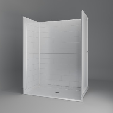 NEW Freedom Inspire accessible Shower with flat back wall, for home renovation 60 x 33 inches center drain