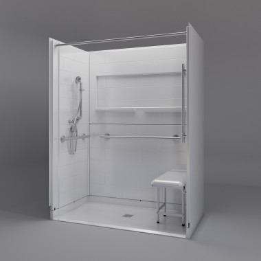 Freedom Inspire accessible Shower for home renovation 60 x 33 inches center drain