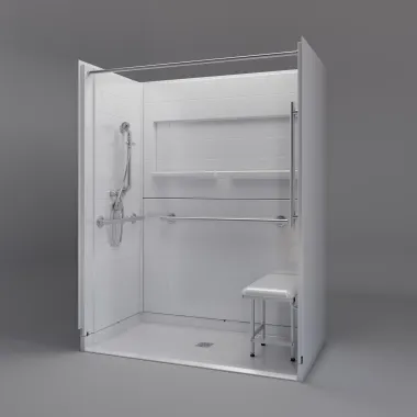 Freedom Inspire accessible Shower for home renovation 60 x 33 inches center drain