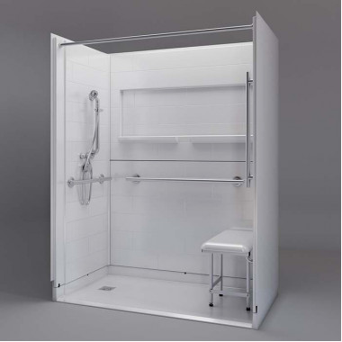 NEW Freedom Inspire accessible Shower for tub to shower conversion 60 x 33 inches left drain