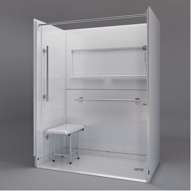 NEW Freedom Inspire accessible Shower for tub to shower conversion 60 x 33 inches right drain