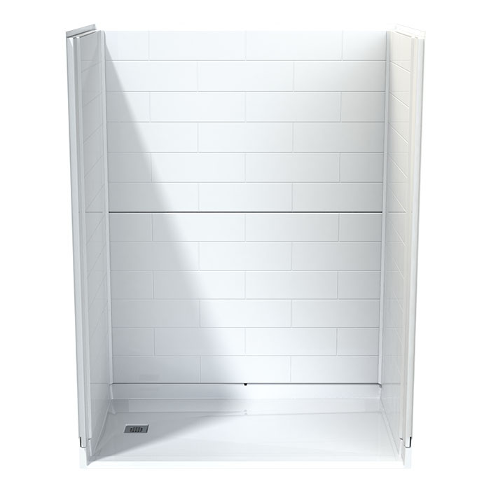 front view of Inspire shower left drain no ledge