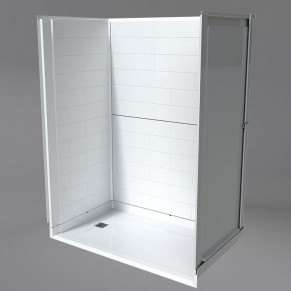 NEW Freedom Inspire accessible Shower with flat back wall, for tub to shower conversion 60 x 33 inches left drain