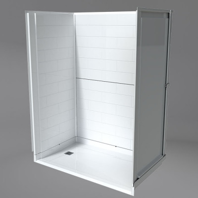 Freedom INSPIRE Accessible Shower 60" x 33", Flat Back Wall, LEFT drain