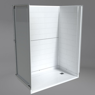 Freedom INSPIRE Accessible Shower 60" x 37", Flat back wall, RIGHT drain