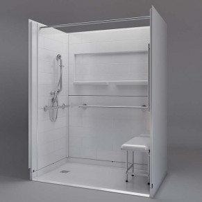 NEW Freedom Inspire accessible Shower for tub to shower conversion 60 x 37 inches left drain