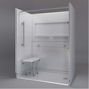 NEW Freedom Inspire accessible Shower for tub to shower conversion 60 x 37 inches right drain