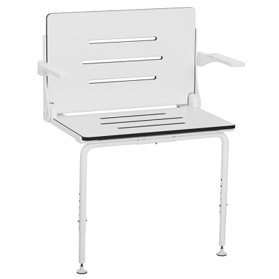 bariatric folding shower seat wall mounted with arms white