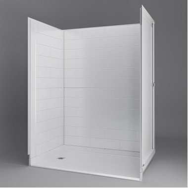 NEW Freedom Inspire accessible Shower with flat back wall, for tub to shower conversion 60 x 37 inches left drain