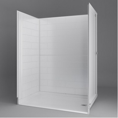 NEW Freedom Inspire accessible Shower with flat back wall, for tub to shower conversion 60 x 37 inches right drain