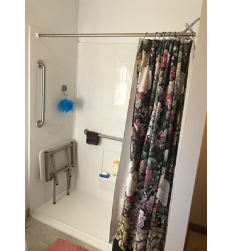 60 x 30 Freedom Shower package installed with folding seat