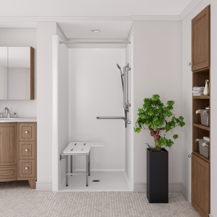 ADA Transfer Shower 38 x 38 inches LEFT Receiver flange with seat lifestyle