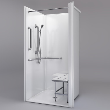 ADA Transfer Shower 38 x 38 inches RIGHT Receiver flange with seat gray background