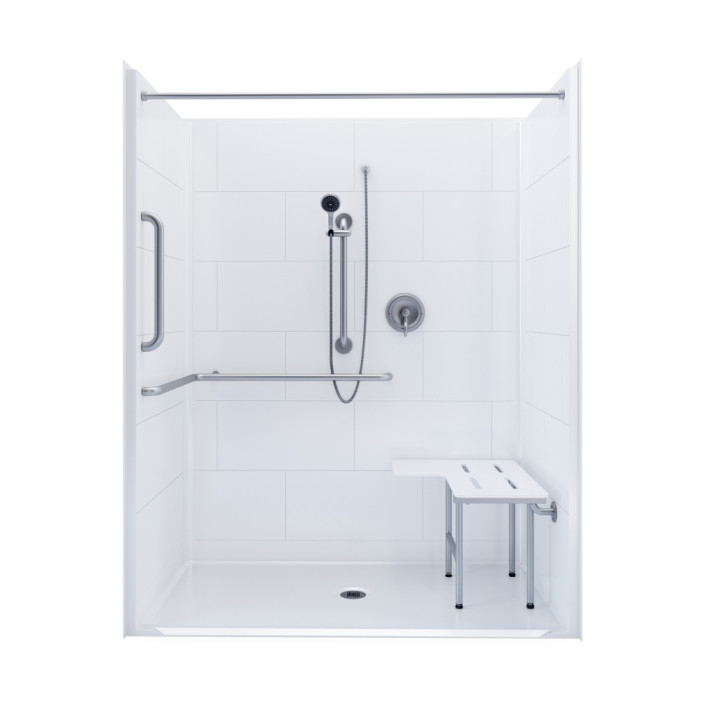 62 x 36 Title 24 ADA roll in shower with accessories white background