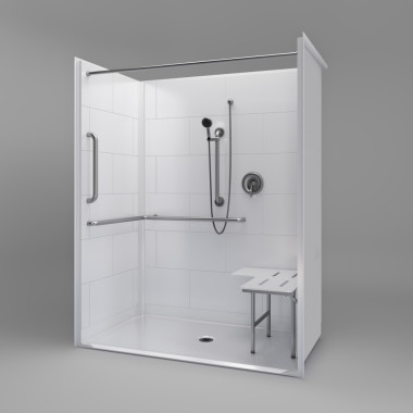 ADA Title 24 Roll In Shower 62 x 36 inches center drain