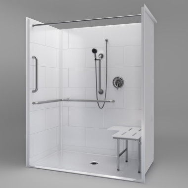 ADA Title 24 Roll In Shower 62 x 36 inches center drain