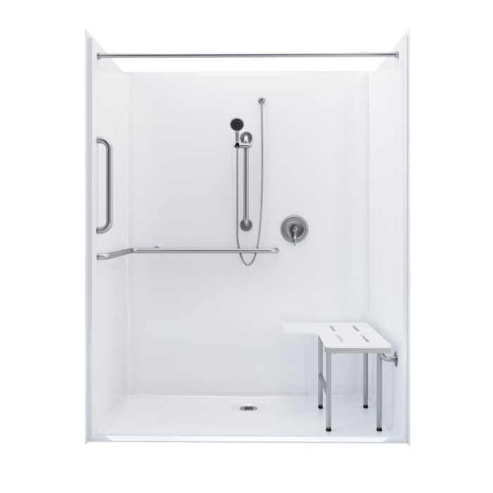 63 x 34 inch Title 24 ADA roll in shower with accessories