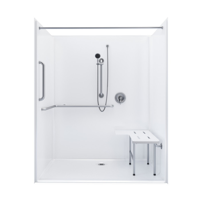 ADA Title 24 Roll In Shower  63" x 39" shown with accessories