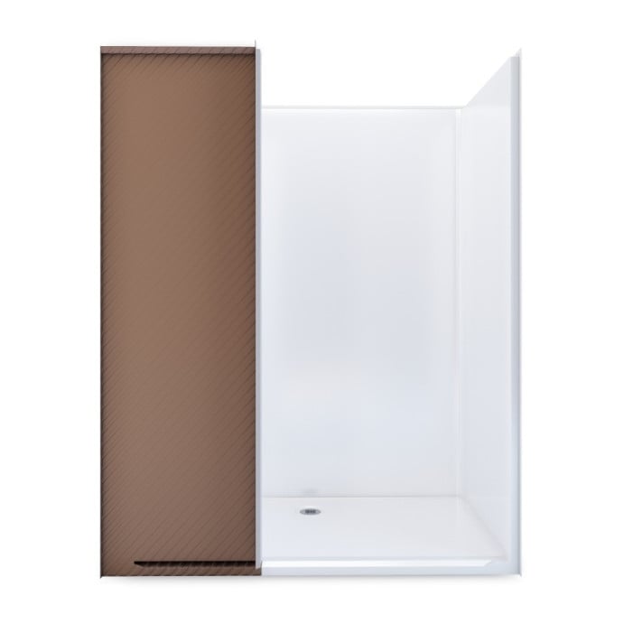 Alternative shower 63" x 39" with left return wall bare stall