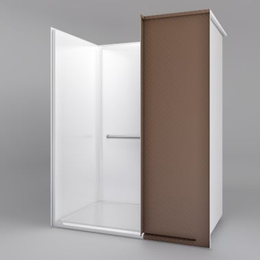 Alternative Roll-in shower 63" x 39" with right return flange shown with grab bar