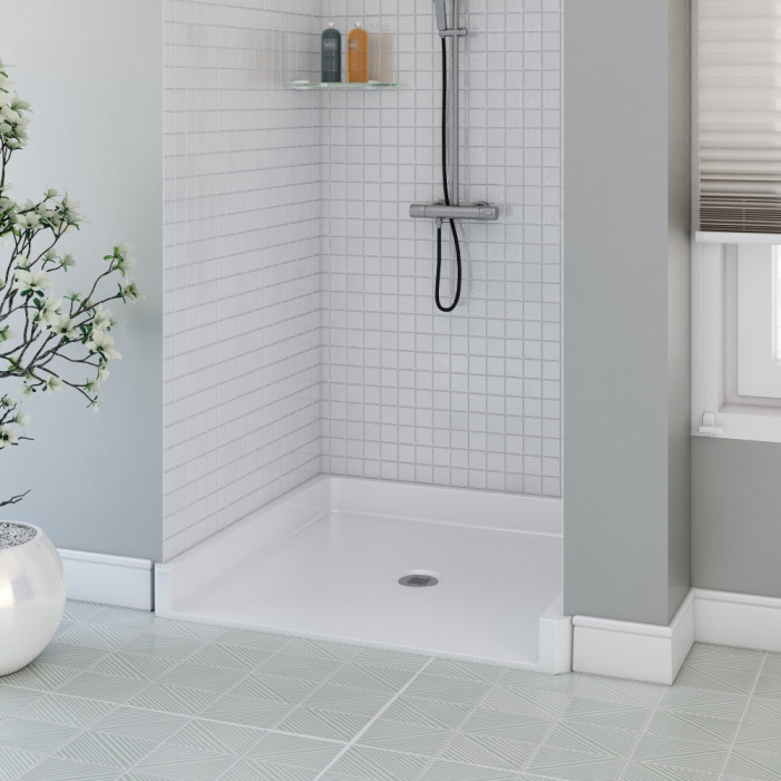 38.5 x 37.25 inches Title 24 shower pan lifestyle