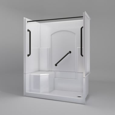 Freedom Walk in Shower Kit, 60" x 32",  Left Seat, Curtain Rod