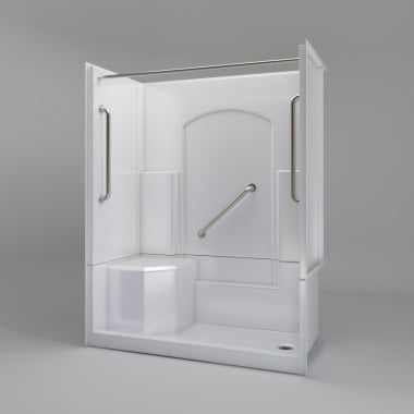 Freedom Walk in Shower Kit, 60" x 32",  Left Seat, Curtain Rod