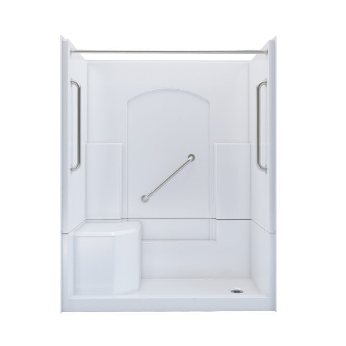 Freedom Walk in Shower Kit, 60" x 32", Left Seat, Curtain Rod, Satin Stainless